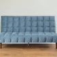 76" Teal Blue Velvet Sleeper Sofa With Wood Brown Legs