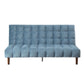 76" Teal Blue Velvet Sleeper Sofa With Wood Brown Legs