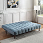 76" Teal Blue Velvet Sleeper Sofa With Wood Brown Legs