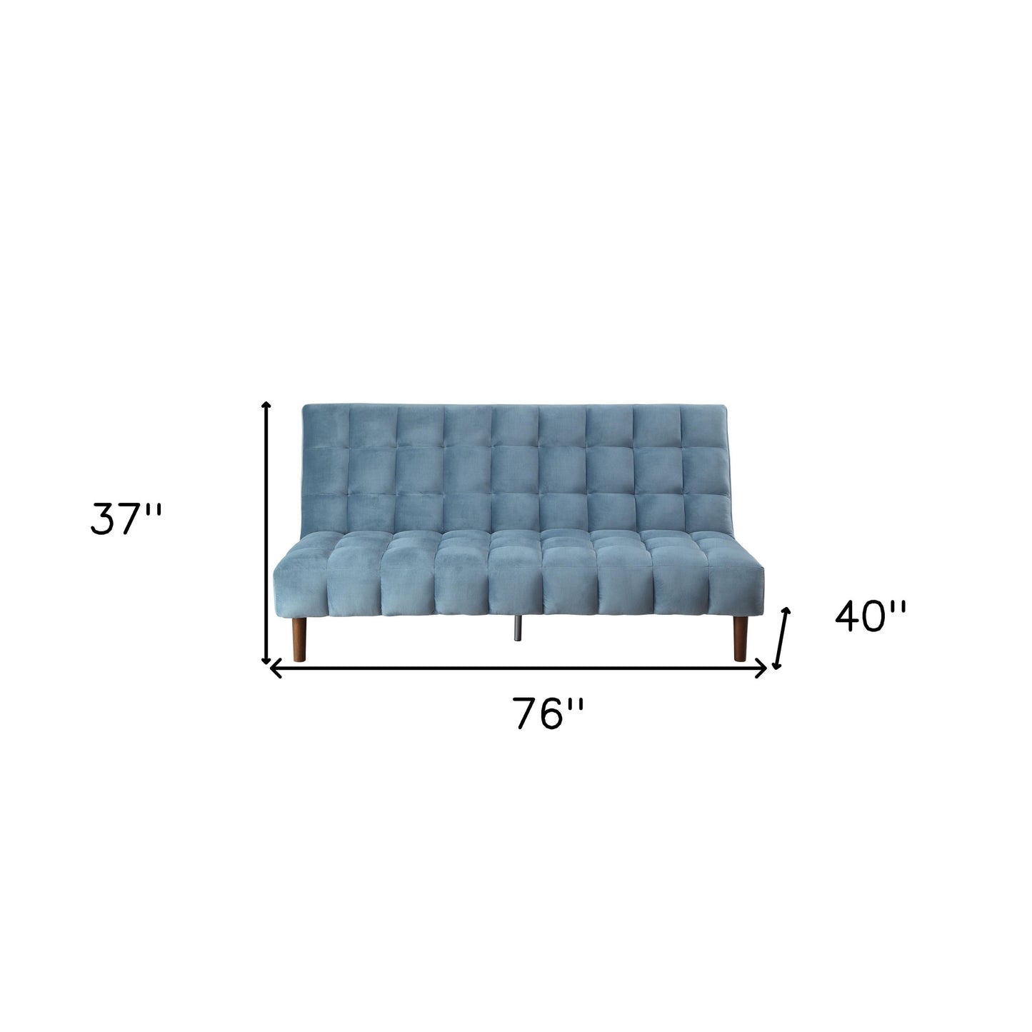 76" Teal Blue Velvet Sleeper Sofa With Wood Brown Legs