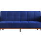 76" Blue Velvet Sleeper Sofa With Natural Legs