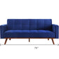 76" Blue Velvet Sleeper Sofa With Natural Legs