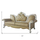 93" Golden Brown Faux Leather Sofa And Toss Pillows With Pearl Legs