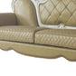 93" Golden Brown Faux Leather Sofa And Toss Pillows With Pearl Legs