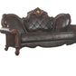 93" Dark Brown Faux Leather Sofa And Toss Pillows