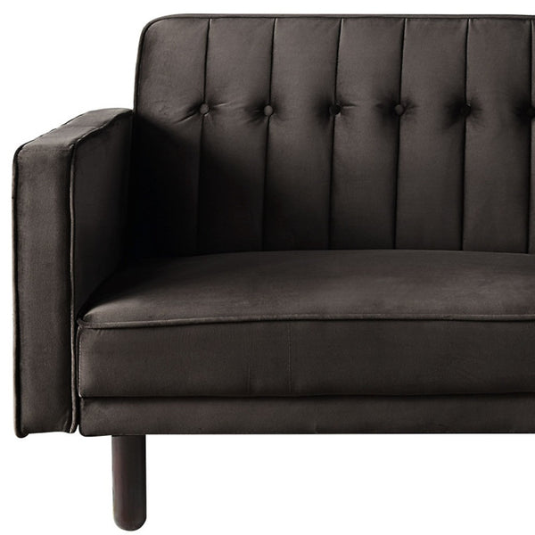 79 Dark Brown Velvet Sleeper Sofa With Black Legs