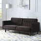 79" Dark Brown Velvet Sleeper Sofa With Black Legs