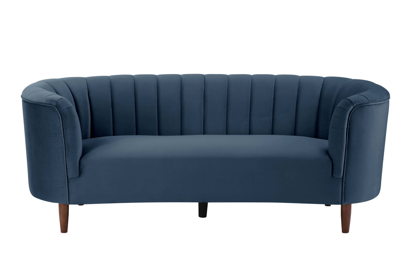 81" Blue Velvet Sofa With Black Legs