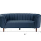 81" Blue Velvet Sofa With Black Legs