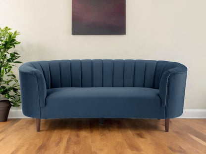 81" Blue Velvet Sofa With Black Legs