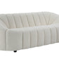 84" White Sherpa Sofa With Black Legs