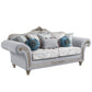 95" Light Gray Linen Sofa And Toss Pillows With Platinum Legs