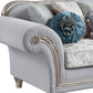 95" Light Gray Linen Sofa And Toss Pillows With Platinum Legs