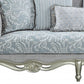 85" Light Gray Linen Damask Sofa And Toss Pillows With Champagne Legs