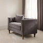 41" Gray And Brown Velvet Tufted Arm Chair