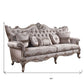 94" Dark Gray Imitation Silk Damask Sofa And Toss Pillows With Champagne Legs