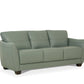 79" Tea Green Leather Sofa With Black Legs