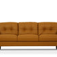 83" Orange Leather Sofa With Black Legs