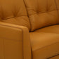 83" Orange Leather Sofa With Black Legs