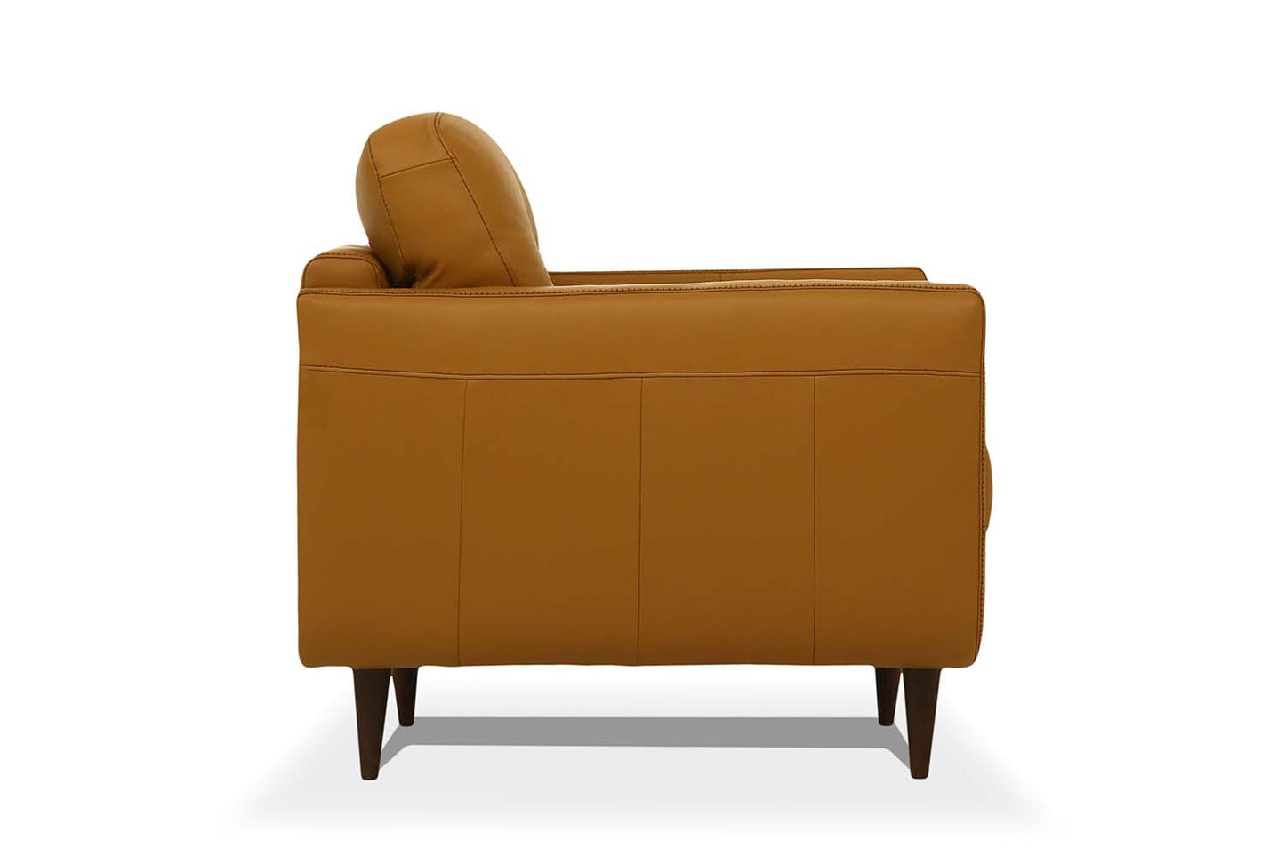 83" Orange Leather Sofa With Black Legs