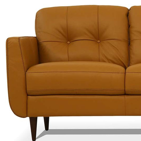 83 Orange Leather Sofa With Black Legs