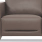 83" Taupe Leather Sofa With Black Legs