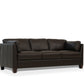 81" Chocolate Leather Sofa With Black Legs