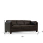 81" Chocolate Leather Sofa With Black Legs