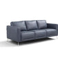 85" Blue Leather Sofa With Black Legs