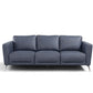 85" Blue Leather Sofa With Black Legs