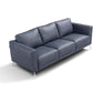 85" Blue Leather Sofa With Black Legs