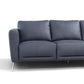 85" Blue Leather Sofa With Black Legs