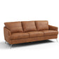 81" Camel Leather Sofa With Black Legs