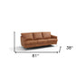 81" Camel Leather Sofa With Black Legs