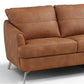 81" Camel Leather Sofa With Black Legs