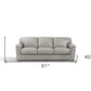 91" Gray Leather Sofa With Black Legs