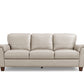 85" Beige Leather Sofa With Black Legs