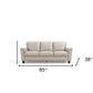 85" Beige Leather Sofa With Black Legs