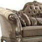 96" Bone Velvet Sofa And Toss Pillows With Gold Legs