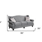 86" Gray Sofa And Toss Pillows With Black Legs