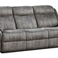 87" Gray Velvet Reclining USB Sofa With Black Legs