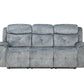 83" Gray Velvet Reclining Sofa With Black Legs