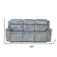 83" Gray Velvet Reclining Sofa With Black Legs