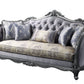 89" Platinum Imitation Silk Damask Sofa And Toss Pillows