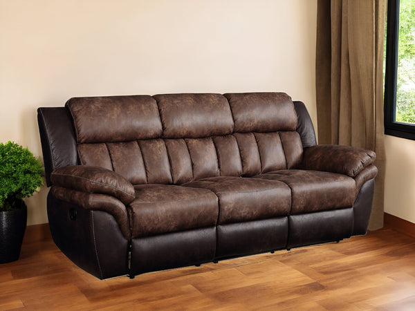 91 Espresso Microfiber Reclining Sofa With Black Legs