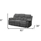 82" Gray Chenille Reclining Sofa With Black Legs