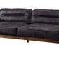 96" Ebony Top Grain Leather Sofa With Black Legs