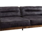 96" Ebony Top Grain Leather Sofa With Black Legs