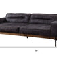 96" Ebony Top Grain Leather Sofa With Black Legs