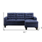 81" Blue Linen Sofa With Ottoman With Black Legs